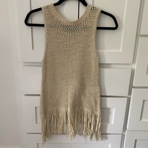 Michael Stars crochet fringe shirt